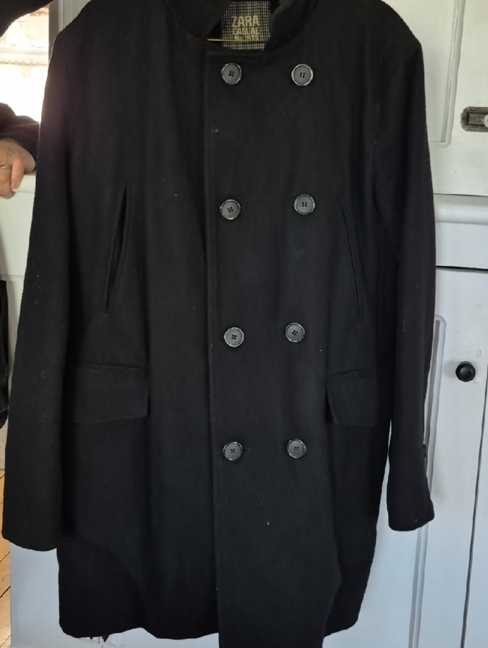 Zara Black Double-Breasted Pea Coat